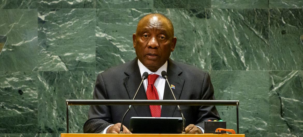 President Cyril Ramaphosa of South Africa addresses the general debate of the General Assembly’s 79th session.UN Photo/Loey Felipe