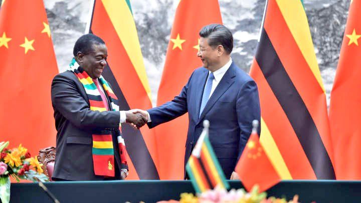 President Xi Jinping shakes hands with Zimbabwean President Emmerson Mnangagwa on Tuesday during their meeting at the Great Hall of the People in Beijing. Mnangagwa is on a state visit to China and will attend the 2024 Summit of the Forum on China-Africa Cooperation in Beijing. FENG YONGBIN/CHINA DAILY