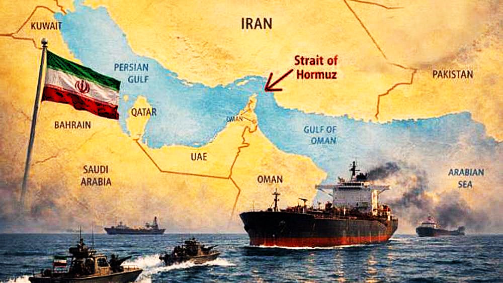 illustration fo the Iran war ft strait of hormuz (usa, trump, israel, middle east, iran) - image: Press TV