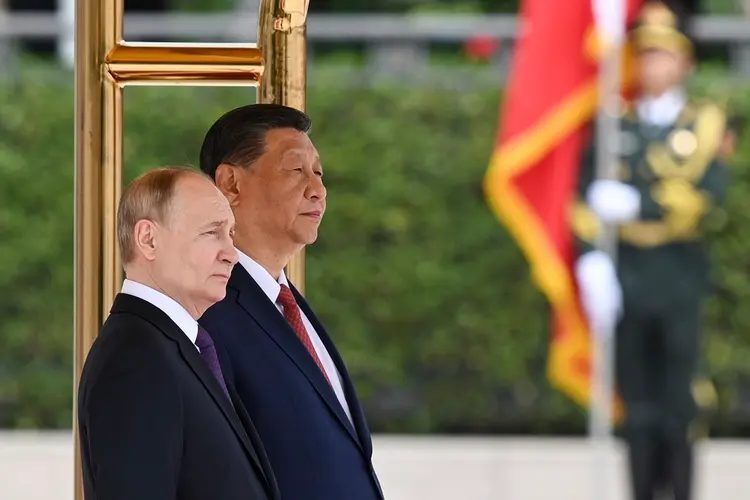 Chinese President Xi Jinping and Russian President Vladimir Putin attend an official welcome ceremony in Beijing, Thursday, May 16, 2024.Sergei Bobylev—Sputnik/Kremlin Pool Photo/AP