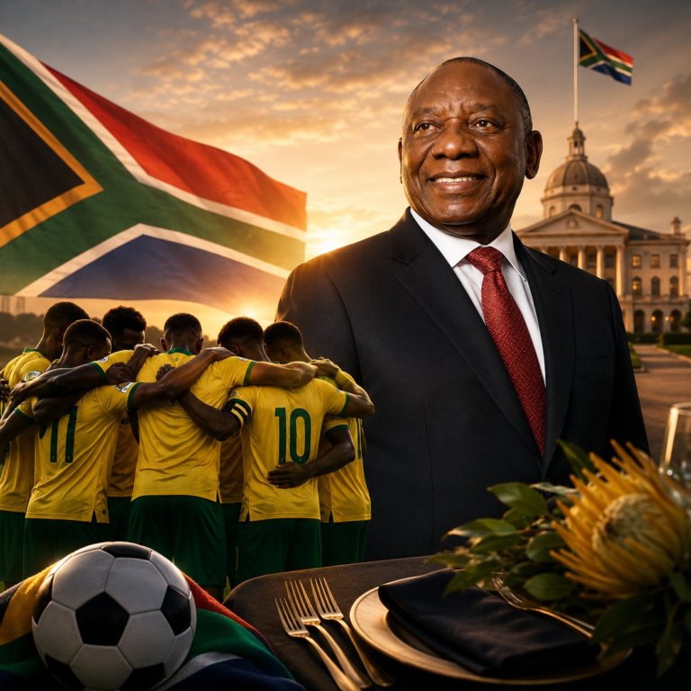 PRESIDENT RAMAPHOSA TO HOST BAFANA BAFANA WORLD CUP SEND-OFF DINNER - Image: Lim Sports Zone via X