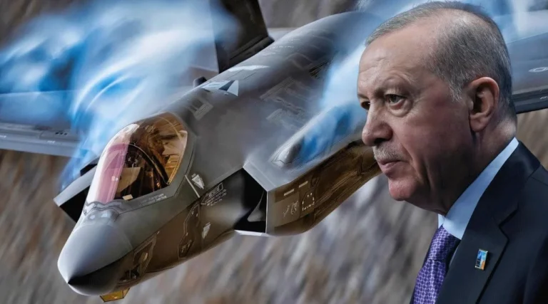 WILL TRUMP SELL THE F-35 TO TURKIYE? - turkish president in front of F35 - Image: Enikos
