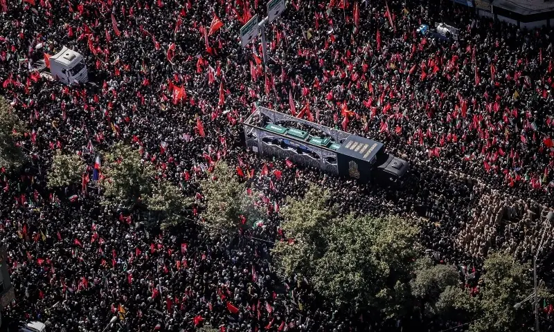 MILLIONS IN IRAQ MOURN KHAMENEI -A vehicle carrying coffins of Iran's late Supreme Leader Ayatollah Ali Khamenei and his family members, makes its way as people attend a funeral procession for assassinated supreme leader Ayatollah Ali Khamenei in Tehran, Iran July 6, 2026. — Reuters
