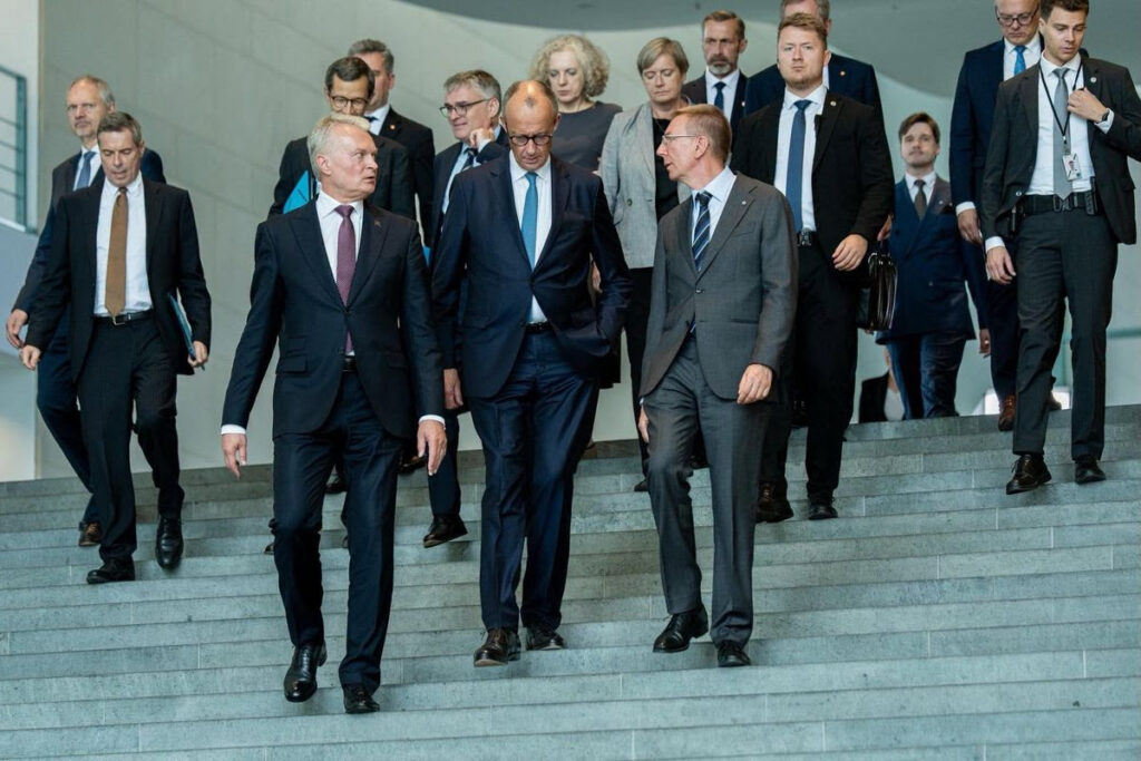 German Chancellor Frederich Merz, center, meeting with Baltic leaders. Credit: Ministry of Foreign Affairs of the Republic of Latvia