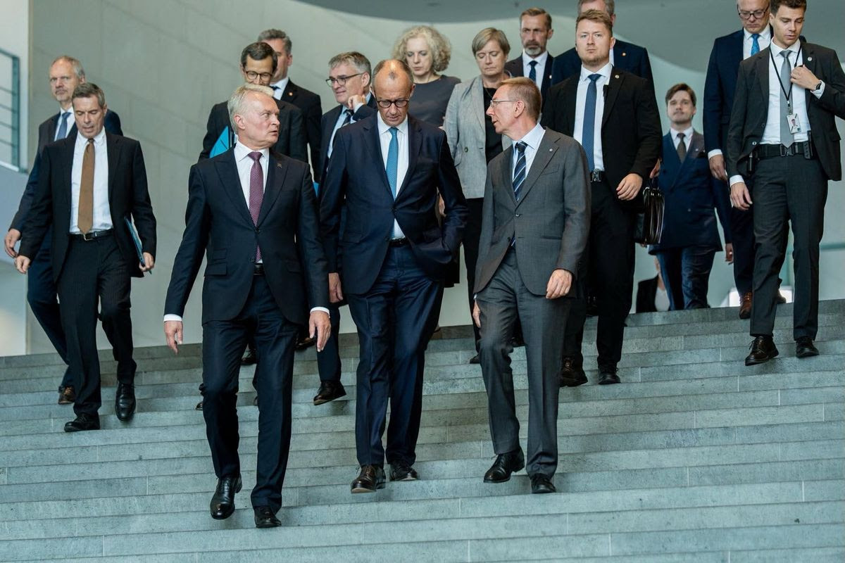 German Chancellor Frederich Merz, center, meeting with Baltic leaders. Credit: Ministry of Foreign Affairs of the Republic of Latvia