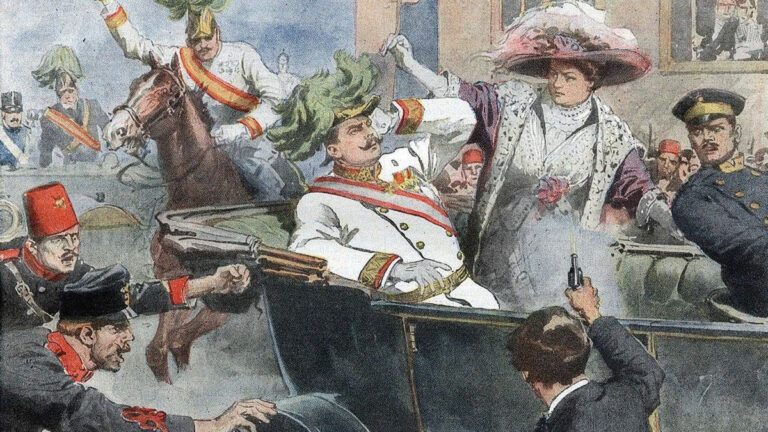 Helga Zepp-LaRouche said “We are in a situation comparable to August 1914,” the start of WWI. Shown here is the assassination of Archduke Franz Ferdinand illustrated by Achille Beltrame.