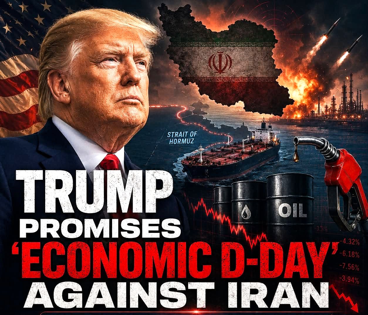 USA DONALD TRUMP PROMISES “ECONOMIC D-DAY” AGAINST IRAN - IMAGE: VIVIAN ATUD IA FACEBOOK