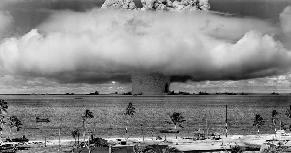 U.S. used human beings as test subjects: A mushroom cloud erupts over Bikini Atoll during a nuclear test. July 25, 1946. | Wikimedia Commons